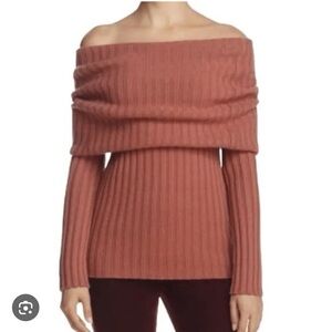 Theory Ribbed Cashmere Off-the-Shoulder‎ Wool Sweater Size M